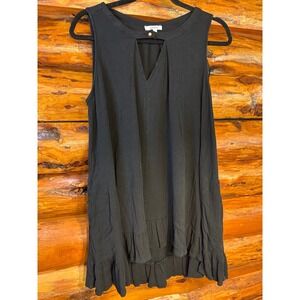 Jodifl Black Sleeveless‎ Keyhole Swing Blouse